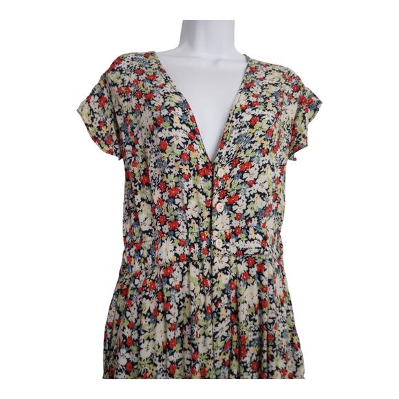 Free People Ruffle Your Feather Jumpsuit M – Floral, V-Neck, Festival/Boho - Picture 4 of 8